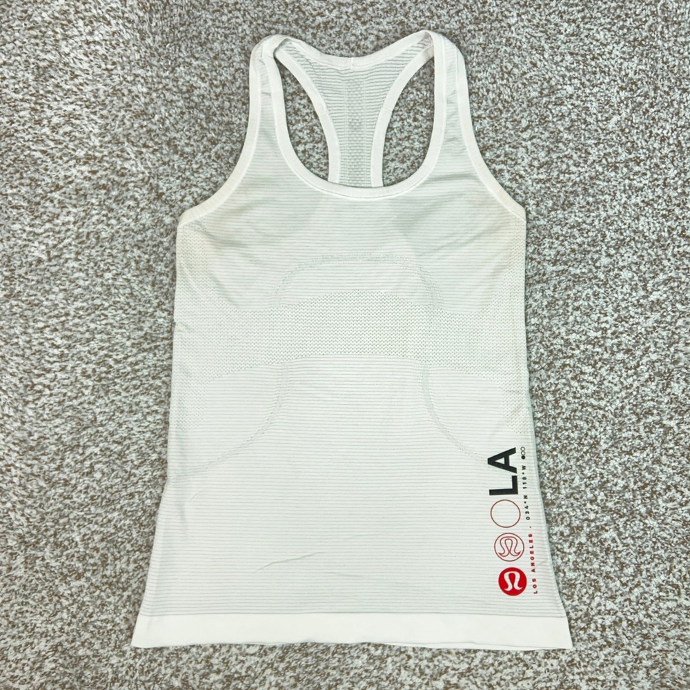 Lululemon Tank Top Womens 6 White Los Angeles Racerback Running Gym Sports Top